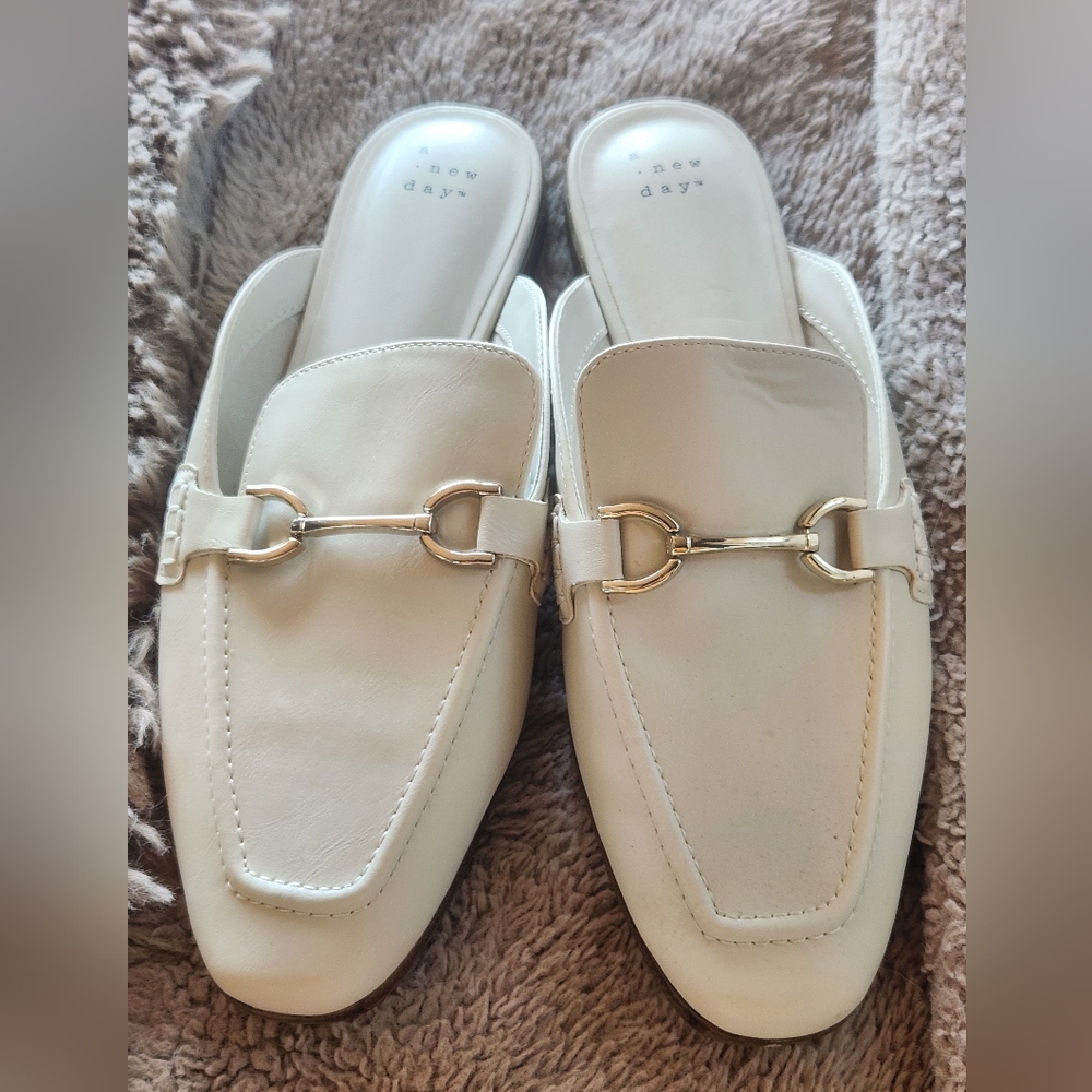 A New Day Women's White Loafers with Silver Accent